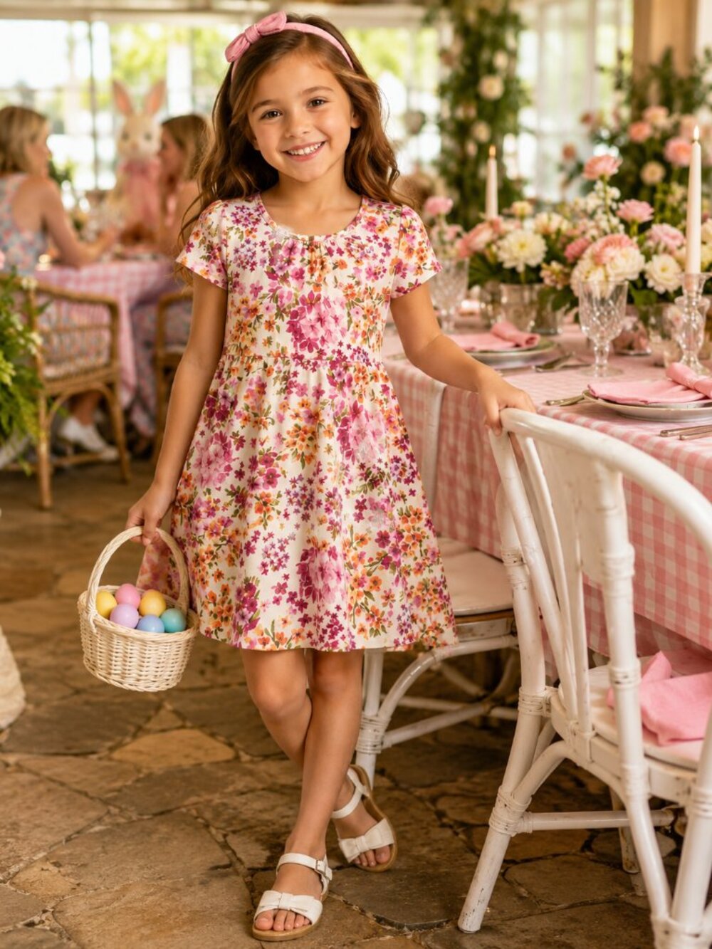 The Children’s Place Girls Floral Dress Pink Multicolor Short Sleeve A-Line
